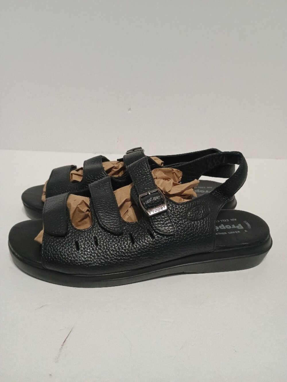 Propet Breeze Walker W0001 Black Leather Sandals Women 11 XX 4E Extra Wide - Picture 5 of 8